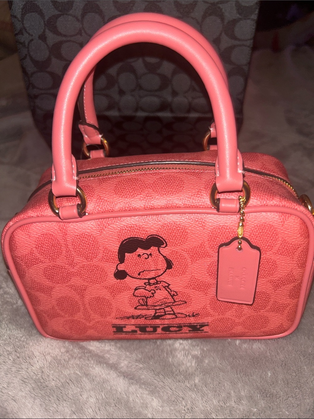 Coach X Peanuts Satchel Crossbody Bag In Signature Canvas With Lucy